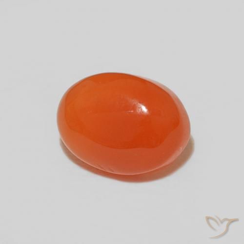 Corniola arancio intenso naturale da 1,53 ct, taglio ovale, opaco