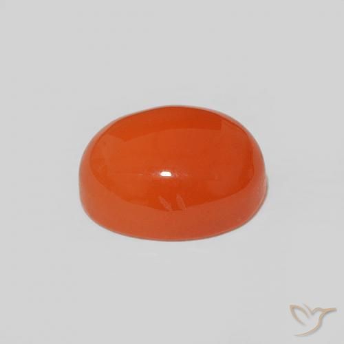 Corniola arancio intenso naturale da 1,53 ct, taglio ovale, opaco