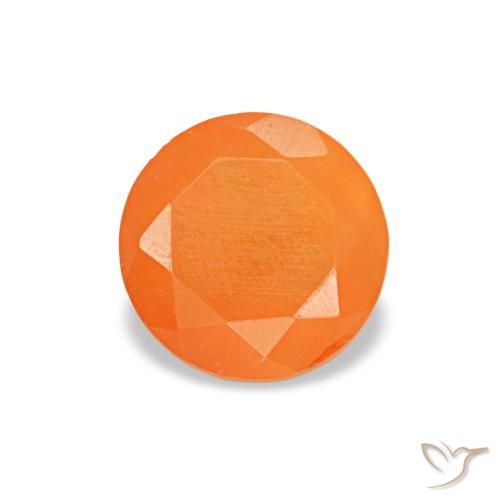 Corniola naturale arancione da 0,41 ct, taglio rotondo, trasparente