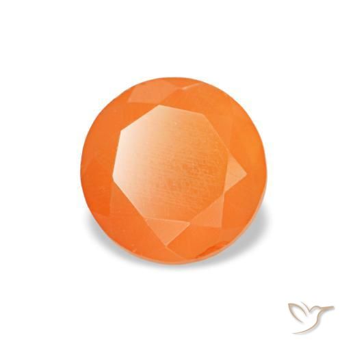Corniola naturale arancione da 0,41 ct, taglio rotondo, trasparente