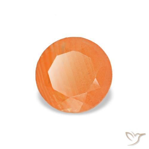 Corniola naturale arancione da 0,38 ct, taglio rotondo, trasparente