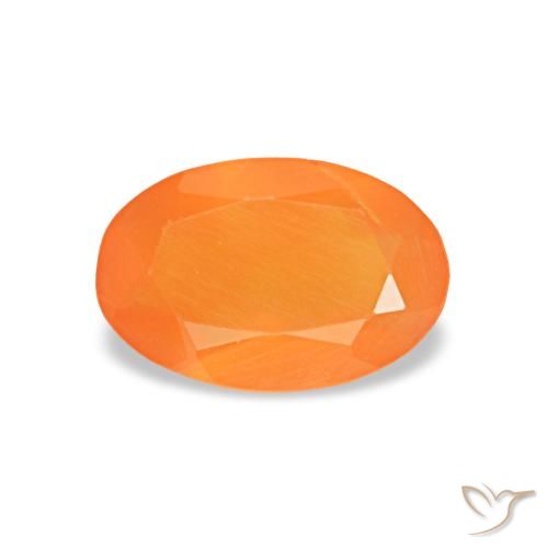 Corniola naturale arancione da 0,35 ct, taglio ovale, trasparente