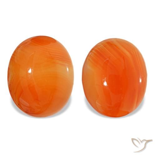 Corniola naturale arancione da 6,66 ct, taglio ovale, traslucido