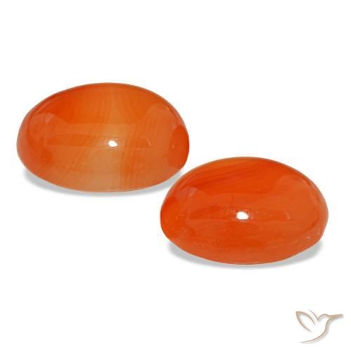 Corniola naturale arancione da 6,66 ct, taglio ovale, traslucido