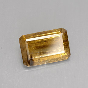 Cassiterite naturale marrone da 4,12 ct, taglio smeraldo, SI