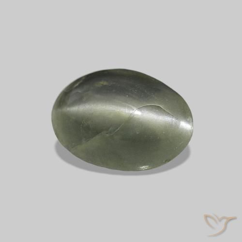 Cat's Eye Alexandrite Verde muschio naturale da 0.69 ct, Ovale, Opaco