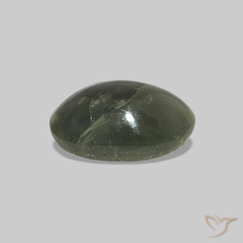 Cat's Eye Alexandrite Verde muschio naturale da 0.69 ct, Ovale, Opaco