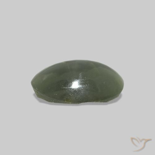 Cat's Eye Alexandrite Grigio verde naturale da 0.50 ct, Ovale, Trasparente