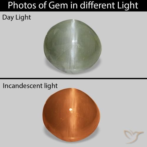 Cat's Eye Alexandrite Verde medio naturale da 0.60 ct, Ovale, Opaco