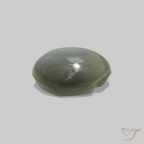 Alessandrite occhio di gatto Grigio verde naturale da 0.61 ct, Taglio ovale, Opaco