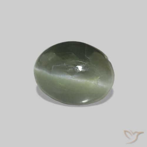 Alessandrite occhio di gatto Verde bosco pallido naturale da 0.62 ct, Taglio ovale, Opaco
