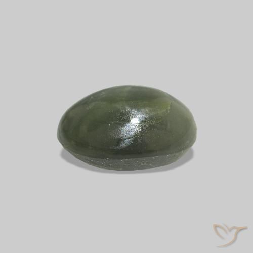 Alessandrite occhio di gatto Verde bosco pallido naturale da 0.62 ct, Taglio ovale, Opaco