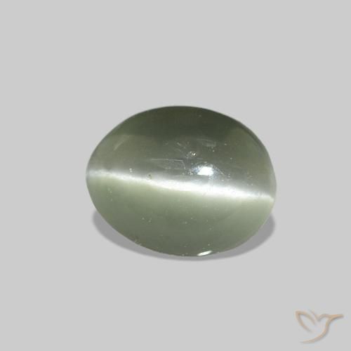 Cat's Eye Alexandrite Grigio verde naturale da 0.49 ct, Ovale, Opaco
