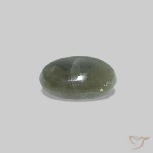 Cat's Eye Alexandrite Verde medio naturale da 0.40 ct, Ovale, Opaco