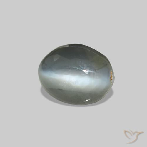 Cat's Eye Alexandrite Grigio verdastro pallido naturale da 0.64 ct, Ovale, Opaco