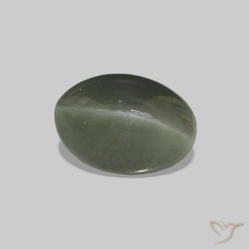 Cat's Eye Alexandrite Verde bosco pallido naturale da 0.76 ct, Ovale, Opaco