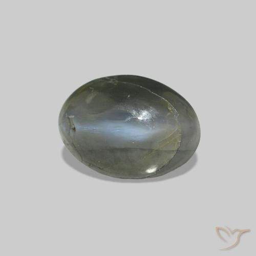 Cat's Eye Alexandrite Grigio verdastro pallido naturale da 0.52 ct, Ovale, Opaco