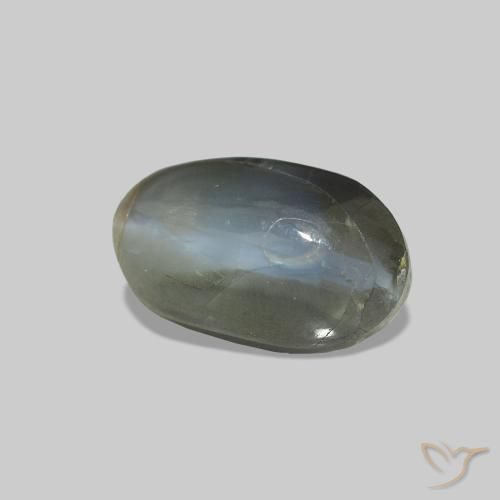 Cat's Eye Alexandrite Grigio verdastro pallido naturale da 1.25 ct, Ovale, Opaco