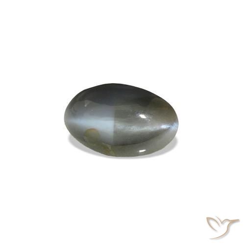 Cat's Eye Alexandrite Grigio verdastro pallido naturale da 0.51 ct, Ovale, Opaco