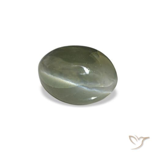 Cat's eye alexandrite naturale grigio da 0,49 ct, taglio ovale, opaco