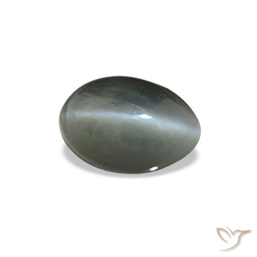 Cat's eye alexandrite naturale grigio da 0,56 ct, taglio ovale, opaco