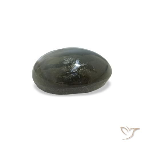 Cat's eye alexandrite naturale grigio da 0,56 ct, taglio ovale, opaco
