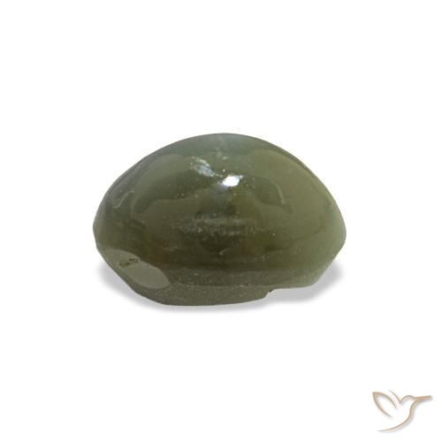 Cat's eye alexandrite naturale verde da 0,59 ct, taglio ovale, opaco