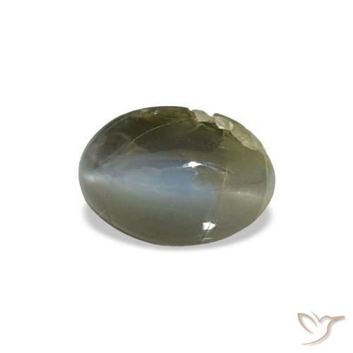 Cat's eye alexandrite naturale verde da 0,51 ct, taglio ovale, opaco