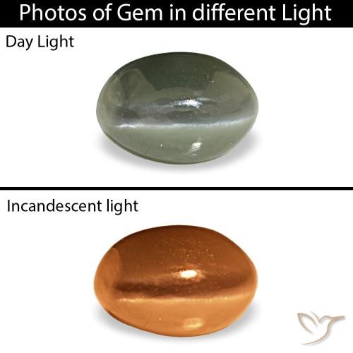 Cat's eye alexandrite naturale verde da 0,53 ct, taglio ovale, opaco