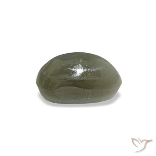 Cat's eye alexandrite naturale verde da 0,50 ct, taglio ovale, opaco