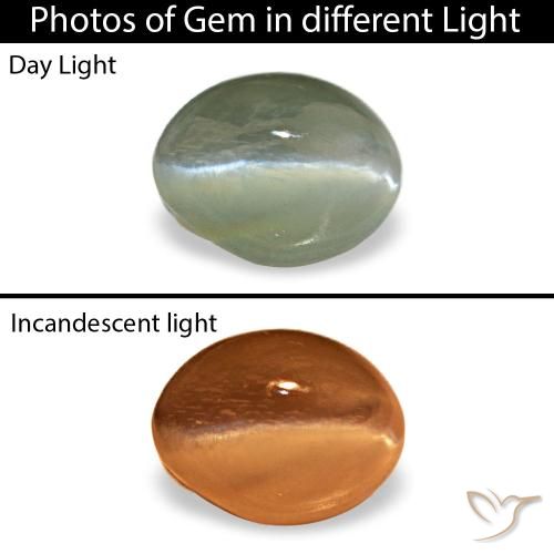 Cat's eye alexandrite naturale verde da 0,54 ct, taglio ovale, opaco