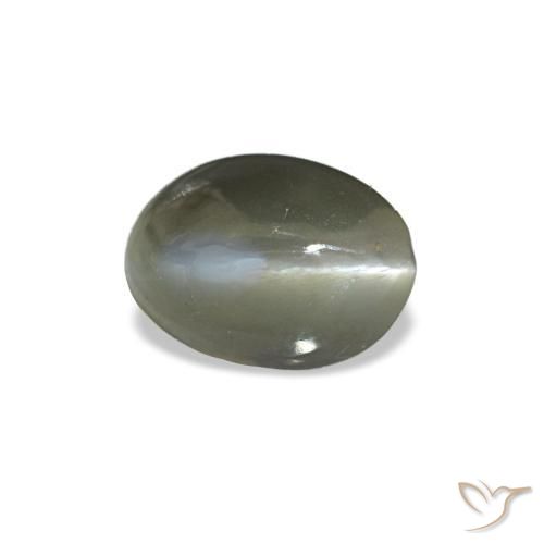 Cat's eye alexandrite naturale verde da 0,54 ct, taglio ovale, opaco