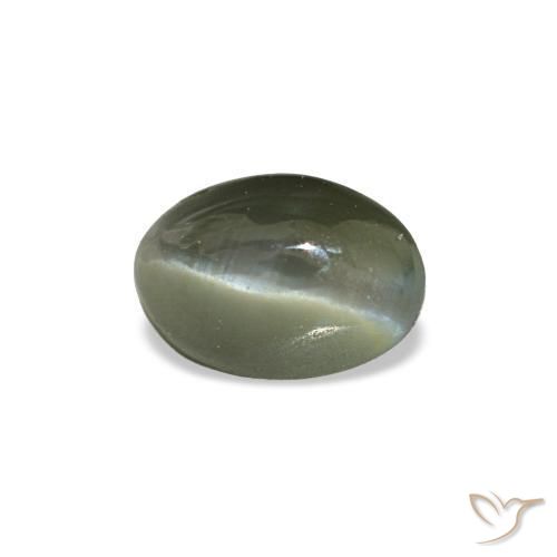 Cat's eye alexandrite naturale verde da 0,49 ct, taglio ovale, opaco