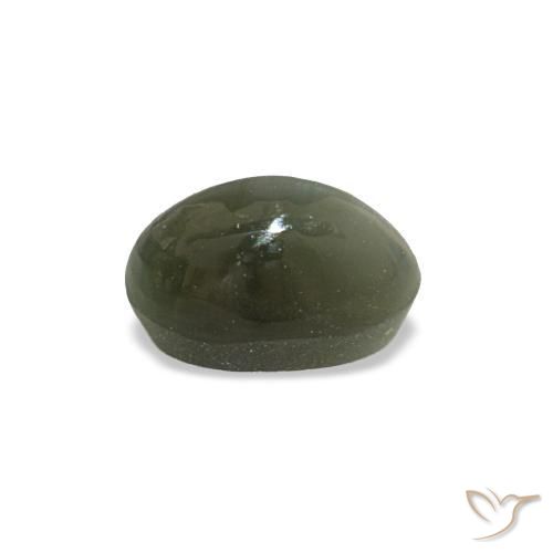 Cat's eye alexandrite naturale verde da 0,49 ct, taglio ovale, opaco