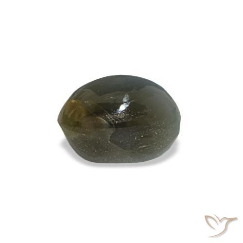 Cat's eye alexandrite naturale verde da 0,52 ct, taglio ovale, opaco