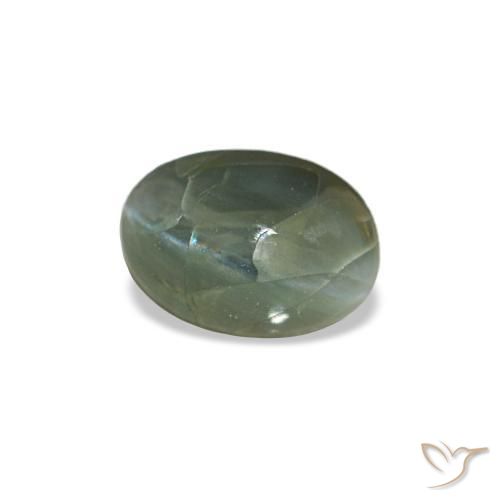 Cat's eye alexandrite naturale verde da 0,44 ct, taglio ovale, opaco