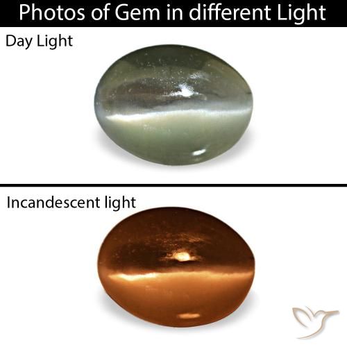 Cat's eye alexandrite naturale grigio da 0,42 ct, taglio ovale, opaco