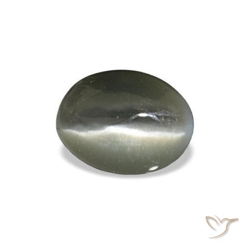 Cat's eye alexandrite naturale grigio da 0,42 ct, taglio ovale, opaco