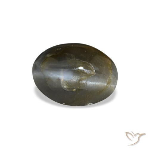 Cat's eye alexandrite naturale grigio da 0,48 ct, taglio ovale, opaco