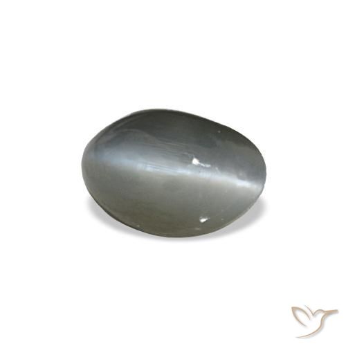 Cat's eye alexandrite naturale grigio da 0,40 ct, taglio ovale, opaco