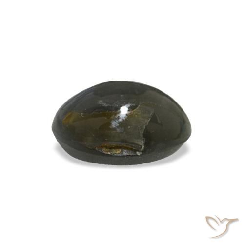 Cat's eye alexandrite naturale grigio da 0,46 ct, taglio ovale, opaco