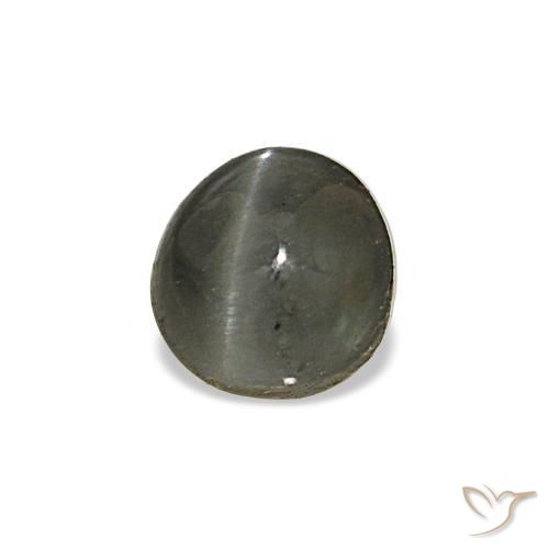 Cat's eye alexandrite naturale grigio da 0,80 ct, taglio ovale, opaco