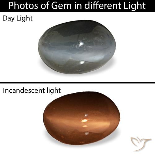 Cat's eye alexandrite naturale grigio da 0,45 ct, taglio ovale, opaco