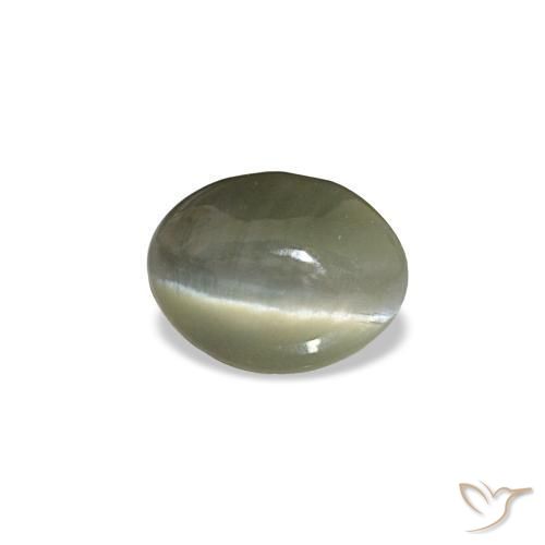 Cat's eye alexandrite naturale grigio da 0,44 ct, taglio ovale, opaco