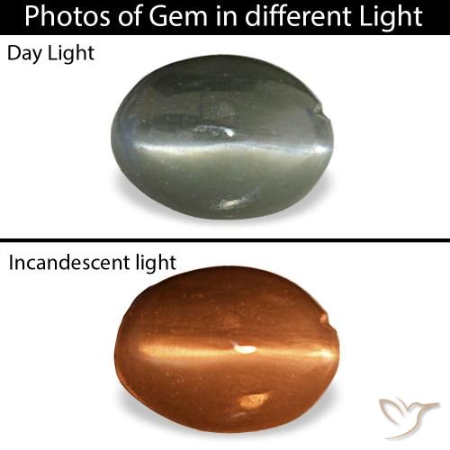 Cat's eye alexandrite naturale grigio da 0,39 ct, taglio ovale, opaco