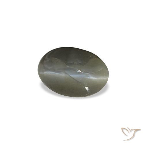 Cat's eye alexandrite naturale grigio da 0,47 ct, taglio ovale, opaco