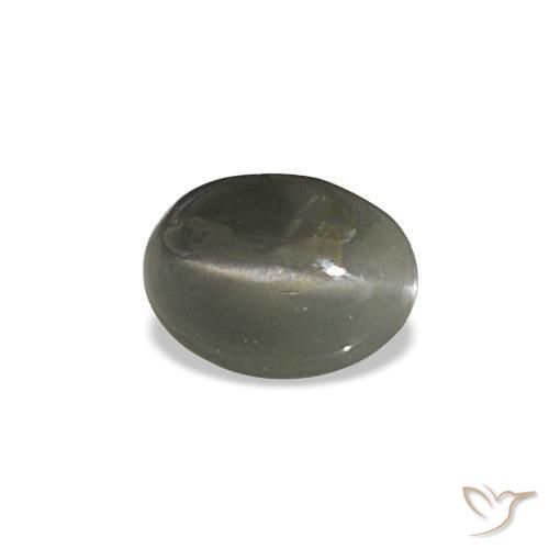 Cat's eye alexandrite naturale grigio da 0,47 ct, taglio ovale, opaco