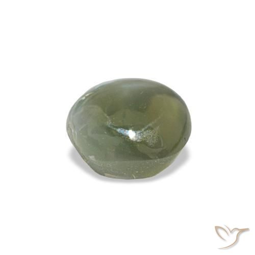 Cat's eye alexandrite naturale verde da 0,60 ct, taglio ovale, opaco