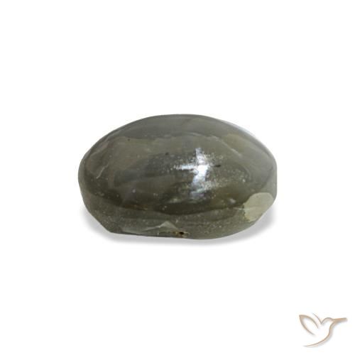 Cat's eye alexandrite naturale grigio da 0,72 ct, taglio ovale, opaco