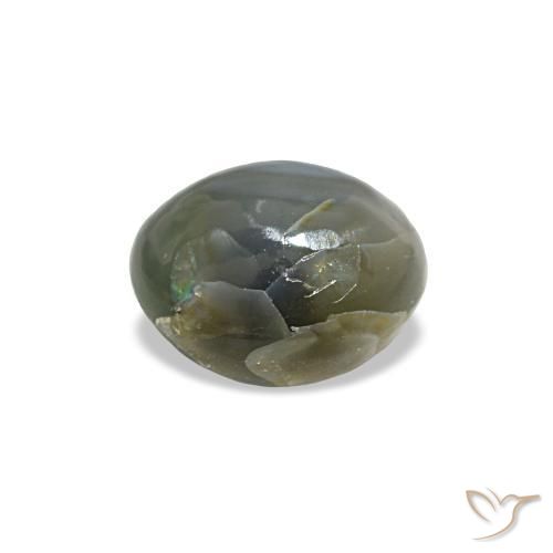 Cat's eye alexandrite naturale grigio da 0,79 ct, taglio ovale, opaco